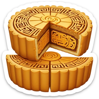 one chinese moon cake cut in half sticker