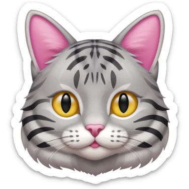 grey tabby cat: pink ears  sticker