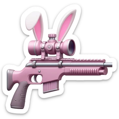 easter theme sniper rifle like with bunny ears and eggs and pink and a tie bow sticker