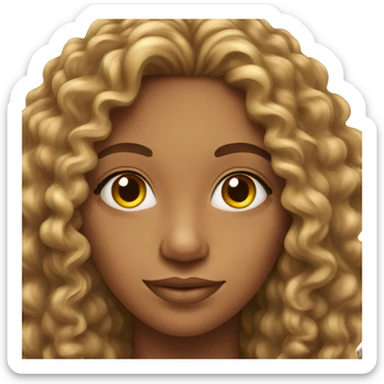 Realistic Brazilian young pretty women with a long curly hair  sticker