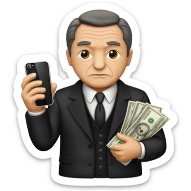 Mafia boss holding money and phone sticker