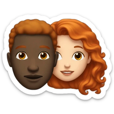 black man with black hear and a redhead kissing sticker