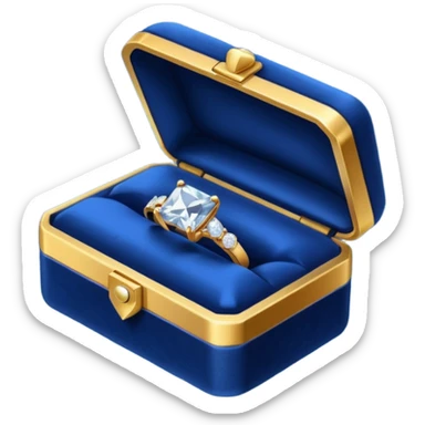 dark blue box with an engagement ring sticker