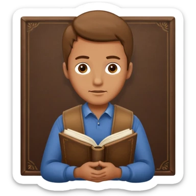 man holding a history book, reading the book sticker