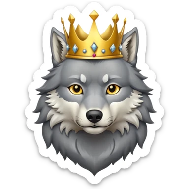 wolf with a golden crown on his head sticker