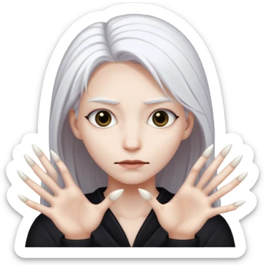 a pale  human with long claws no eyes or mouth sticker