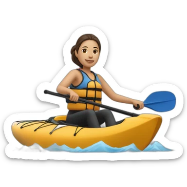 mujer delgada saludando desde su kayak sticker