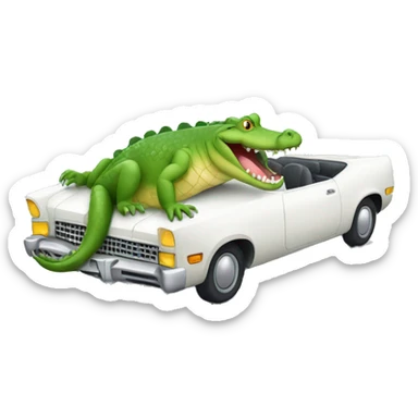 crocodile in a  white car sticker