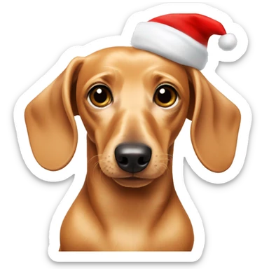 Blonde dachshund with santa hat sticker