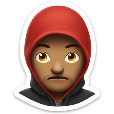 Angry Emoji Wearing red Hoodie with Albanian Eagle  sticker