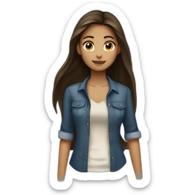 Elena Gilbert with long hair and a ribbed button-down t-shirt sticker