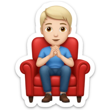 Guy in a chair asking sticker