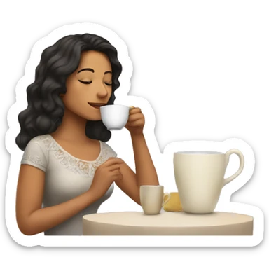 Latina sipping tea sticker