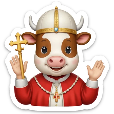 cow with a pope catholic outfit sticker