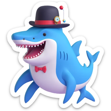 shark wearing a top hat and monocle sticker