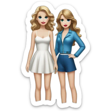 taylor swift and lana del rey standing on snow on the beach sticker