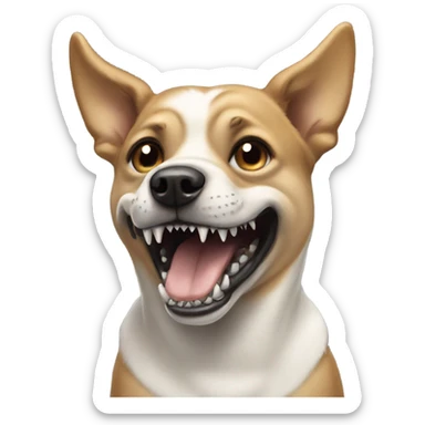 Dog with shark teeth sticker