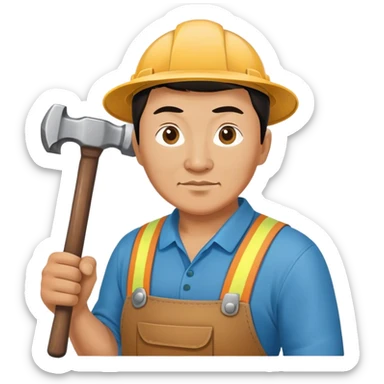 photorealistic kazakh worker middle age with 
hammer sticker