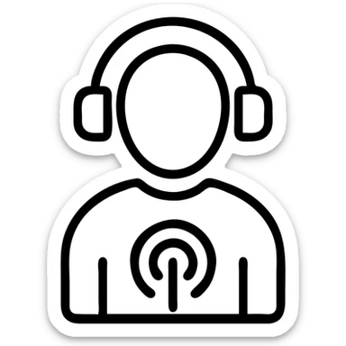 minimal icon style of a person listening to a podcast sticker