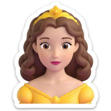 Disney Princess Belle from Beauty and the Beast with brown hair and face with freckles sticker