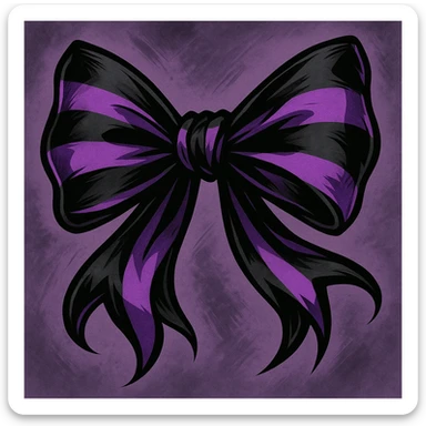 emo bow, black and purple, expressive and stylish sticker