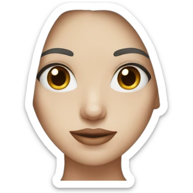 Woman with white skin, round face, Blue eyes, dark brown hair, freckles on the nose sticker