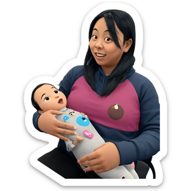 baby girl with black hair sticker