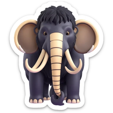 bionic mammoth with black fur and white tusks, 3D style sticker