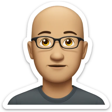  a 35-year old,  bald, Asian man deep in thought, wearing glasses sticker