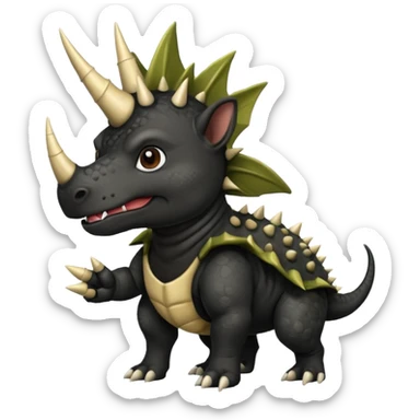 Black pitbull dressed as a triceratops black sticker