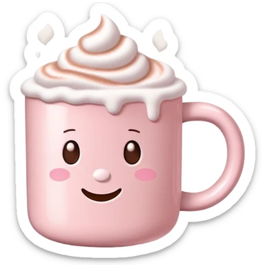 Light Pink mug of hot chocolate with marshmallows  sticker