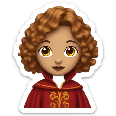 Wavy rown haired girl wearing Gryffindor red robe sticker