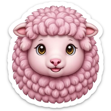 cute fluffy pink lamb sticker