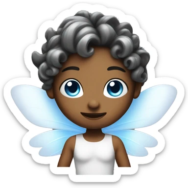 Fairy with white wings with flashes and clouds, blue eyes sticker