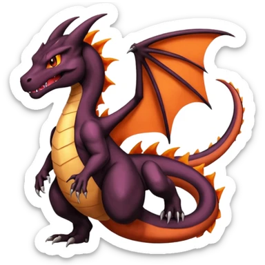 Black lanky elegant evil badass handsome cool beautiful Shiny-Charizard-Salazzle-Seviper-Salandit-fusion sticker