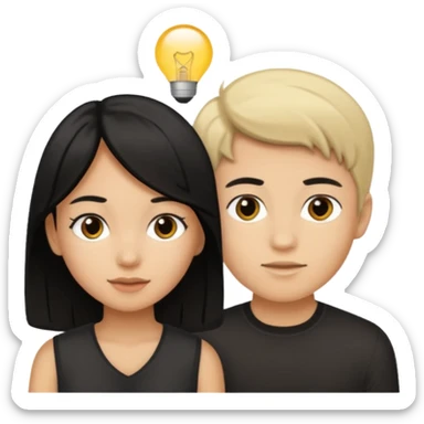 Chica trigueña de pelo negro con chico blanco rubio oscuro sticker