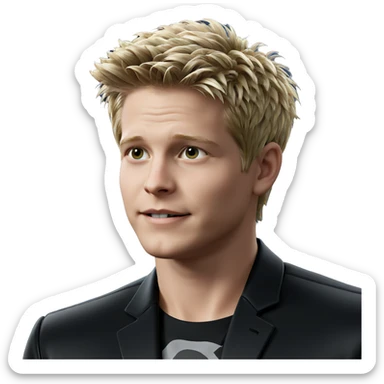 blonde boy in black jacket sticker