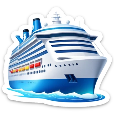 A cruise ship with Finnish flag and colorful lightning  sticker