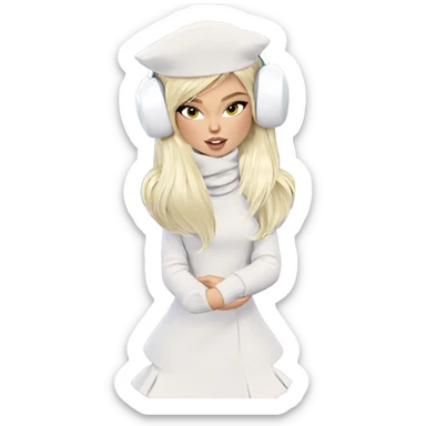 blonde girl with earmuffs and plant sticker