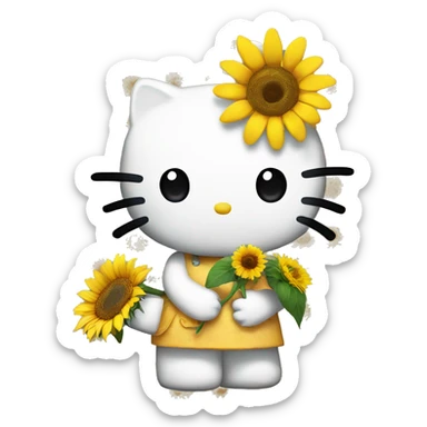 Hello kitty holding a sunflower  sticker
