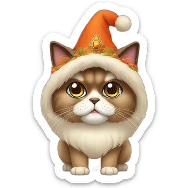 himalayan cat in turkey costume sticker
