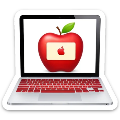 apple laptop with writing on screen sticker