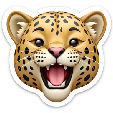 cinematic-cute-yawning-jaguar-portrait-emoji,-head-tilted-slightly-with-a-dramatic,-wide-open-yawn,-showcasing-a-lithe,-graceful-build-with-distinctive-rosette-patterns-and-sleepy,-half-closed-eyes,-simplified-yet-irresistibly-adorable sticker