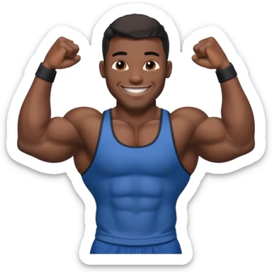 Jock man smiling very big biceps black sticker