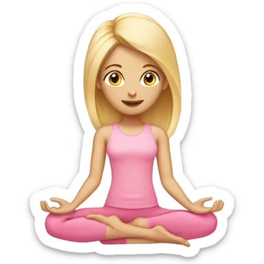 blonde yoga girl light pink clothes n sticker