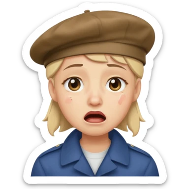 loudly crying face with beret sticker