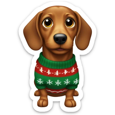 wiener dog wearing a christmas sweater sticker