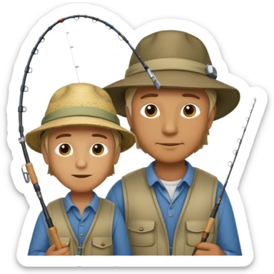 father and son fishing sticker