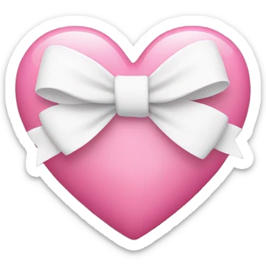 pink heart with white bow sticker