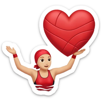 Natación  y voley en un corazón de color  sticker